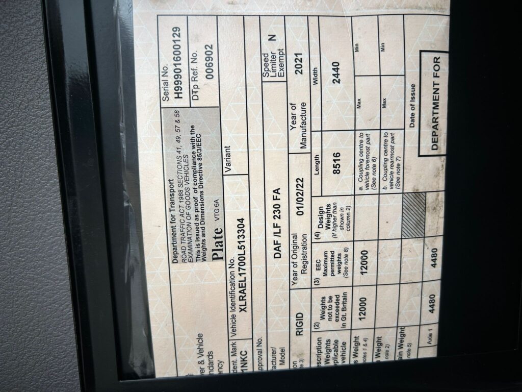 2022 DAF LF 230 12 Ton with 22ft Alloy Dropside Body