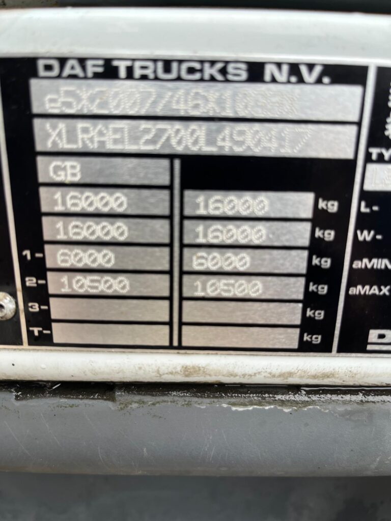 October 2019 DAF LF 55 230 16T Chassis Cab