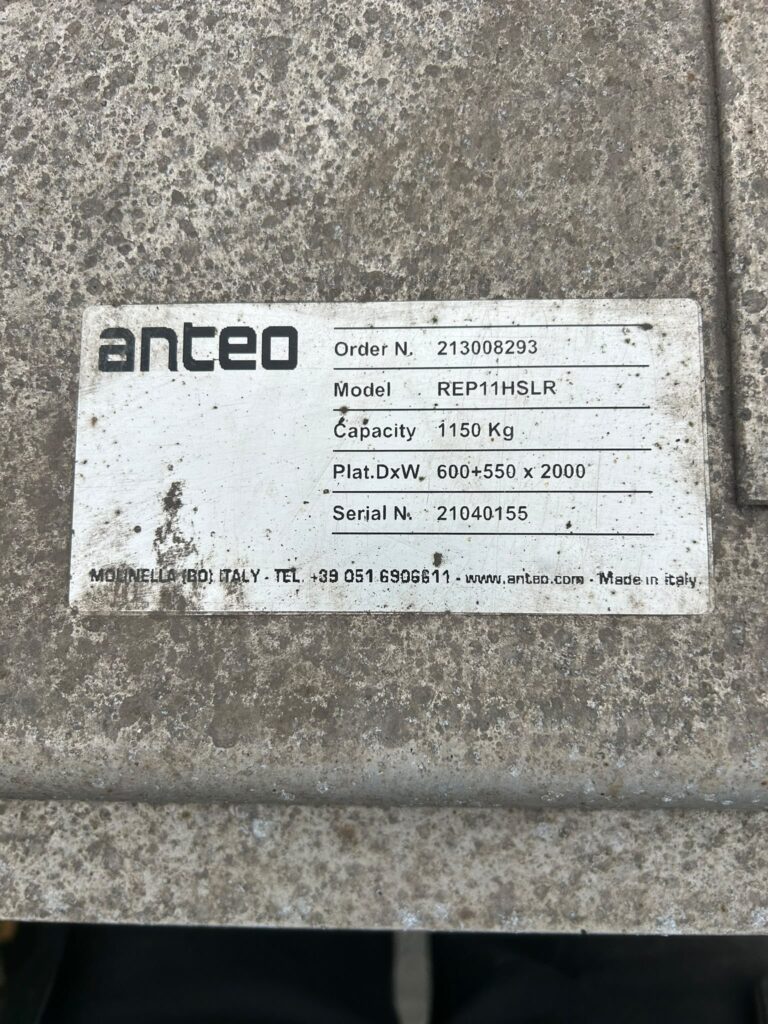 2021 Anteo 1150kg Alloy Tuckaway Tail Lift