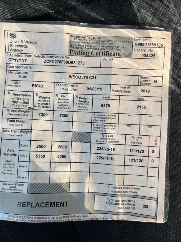 June 2019 Iveco Daily 72-12 Tipper